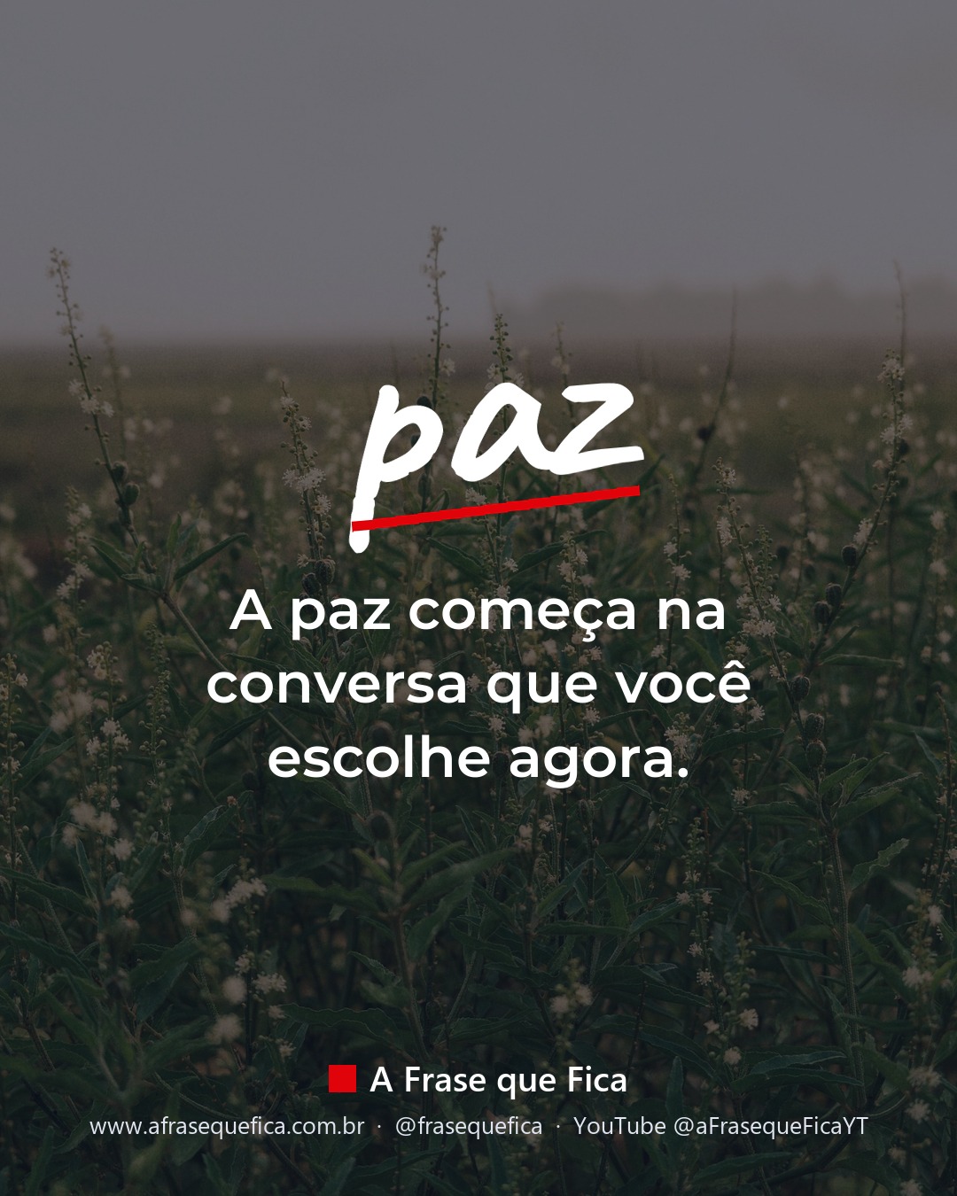 A paz começa na conversa que você escolhe agora.